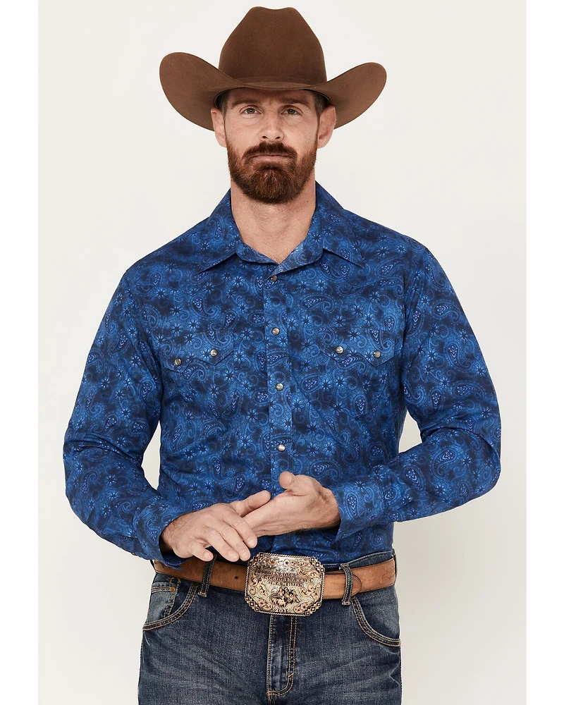 Rock & Roll Denim Men's V46 Paisley Print Long Sleeve Snap Western Shirt