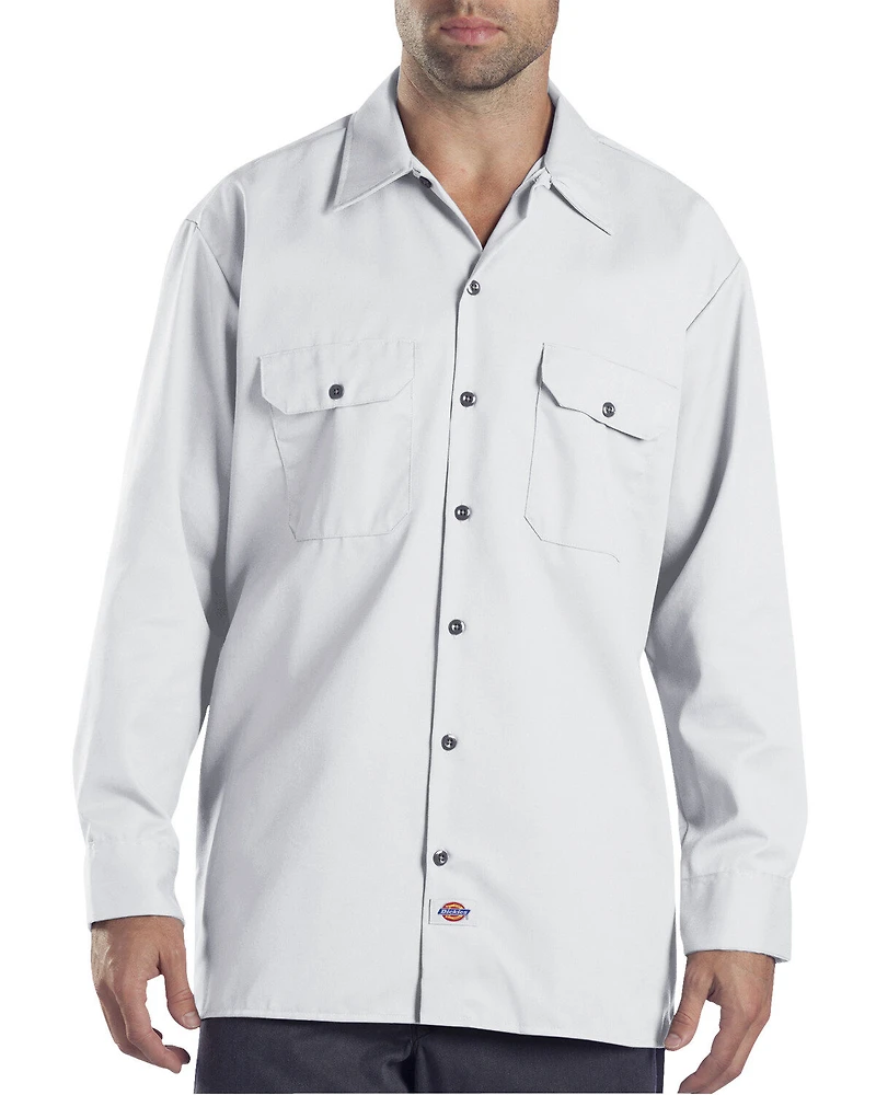 Dickies Men's Solid Twill Button Down Long Sleeve Work Shirt