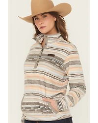 Cinch Women's Striped Print Polar Fleece Snap Pullover