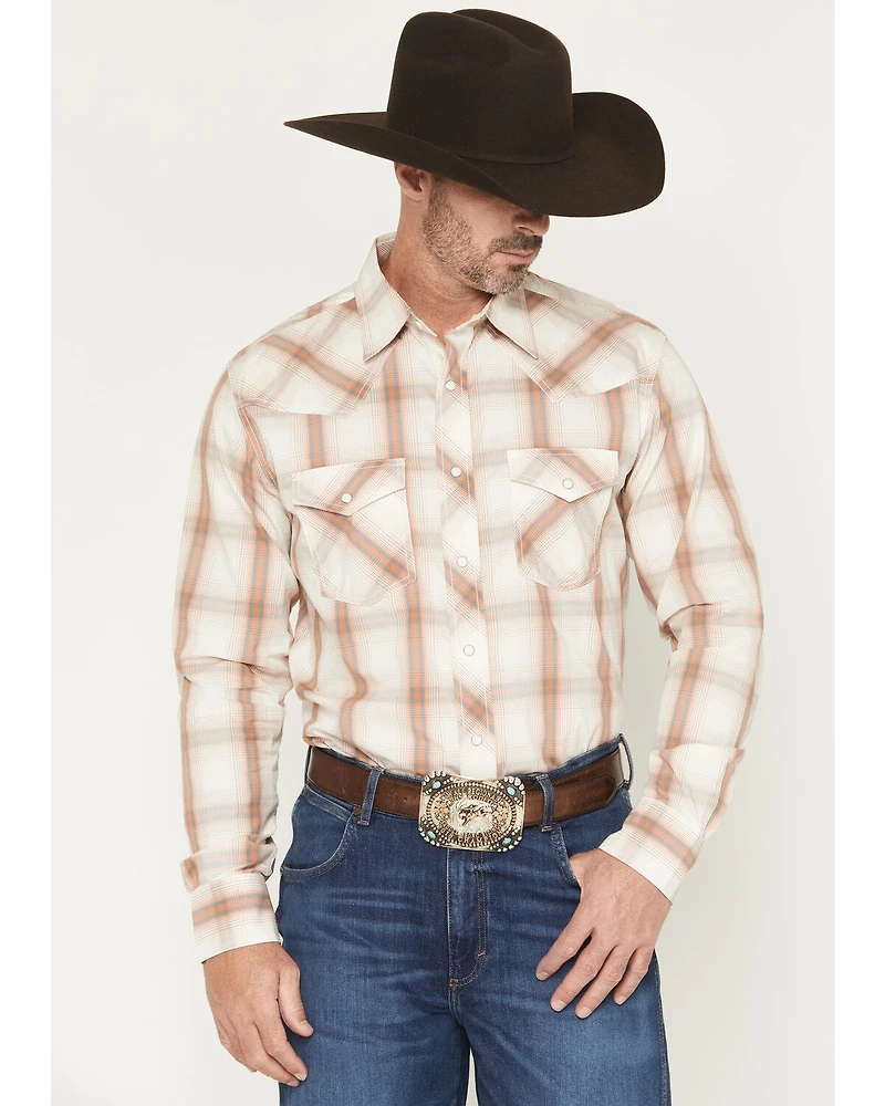 Wrangler Men's 20X Plaid Print Long Sleeve Snap Stretch Western Shirt
