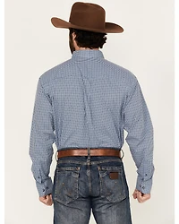 Wrangler Men's Striped Geo Print Long Sleeve Button-Down Western Shirt