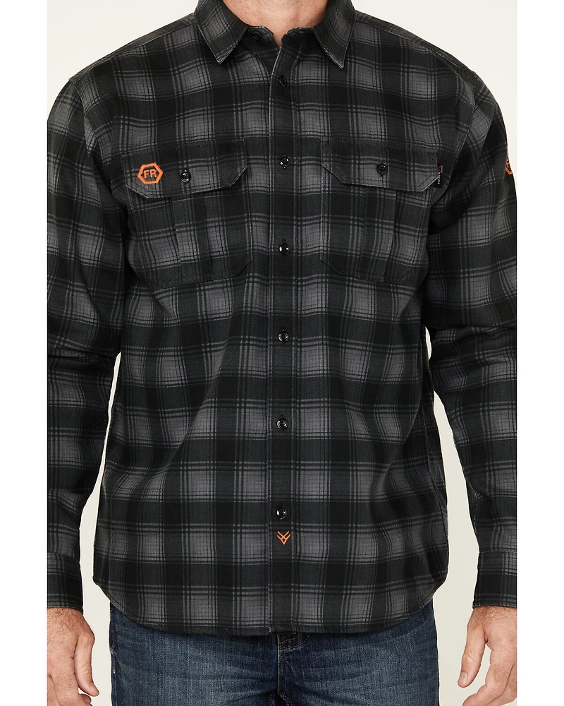 Hawx Men's FR Plaid Print Long Sleeve Button-Down Western Work Shirt