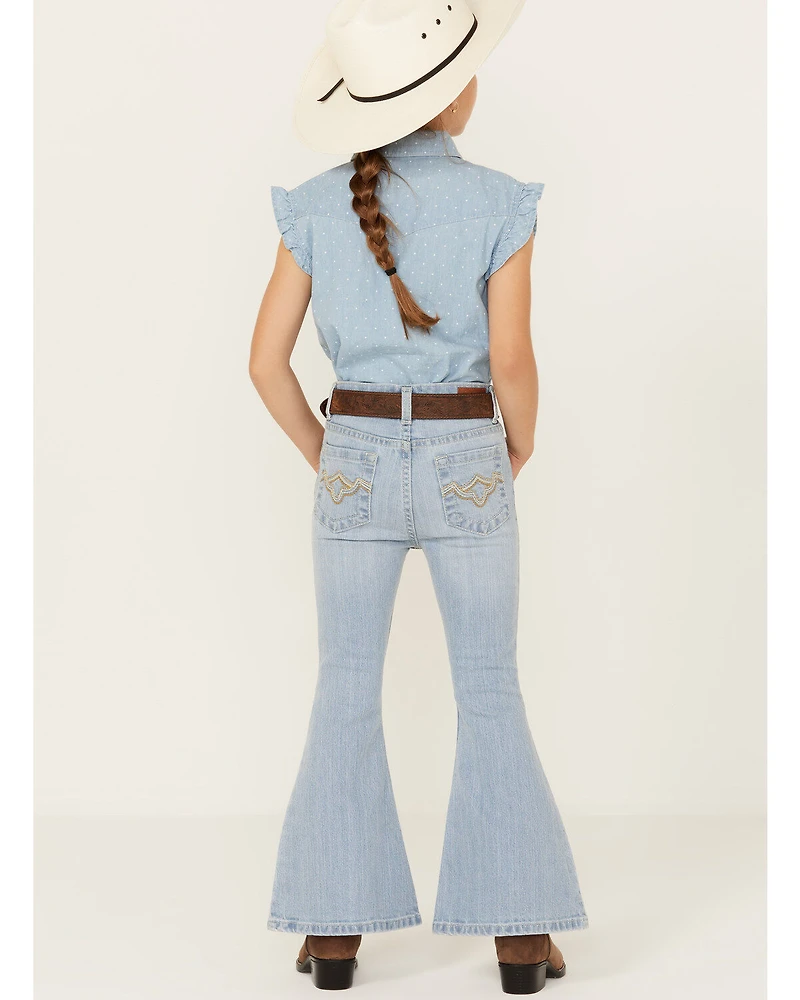 Shyanne Little Girls' Destructed Knee Flare Jeans