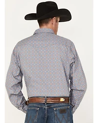 Roper Men's Large Geo Print Long Sleeve Pearl Snap Shirt