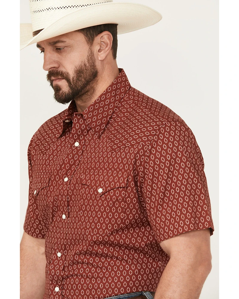 Roper Men's Geo Print Short Sleeve Snap Western Shirt