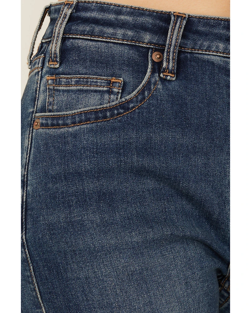 Rock & Roll Denim Women's Medium Wash High Rise Yoke Detail Bootcut Jeans