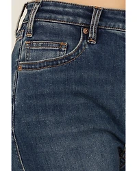 Rock & Roll Denim Women's Medium Wash High Rise Yoke Detail Bootcut Jeans