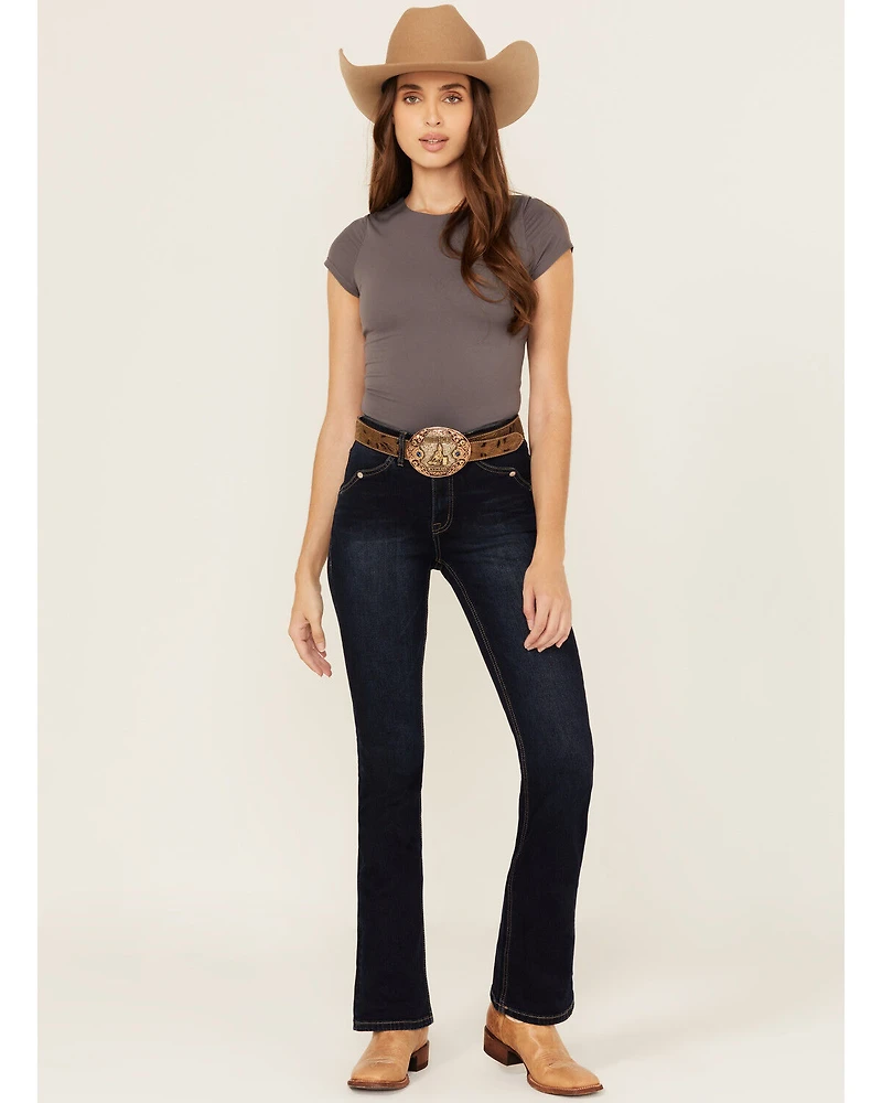 Rock & Roll Denim Women's Dark Wash High Rise Bootcut Stretch Jeans