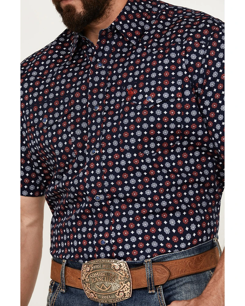 Rodeo Clothing Men's Medallion Print Short Sleeve Snap Western Shirt