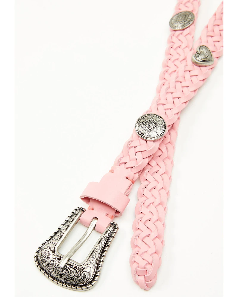 Shyanne Girls' Luella Heart Concho Braided Belt
