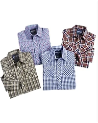 Wrangler Boy's Assorted Western Plaid Shirt