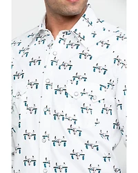 Rock & Roll Denim Men's Bull Skull Print Long Sleeve Western Shirt