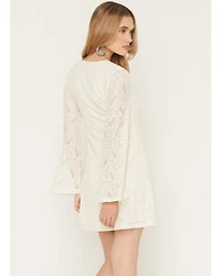 Shyanne Women's Long Bell Sleeve Lace Mini Dress