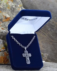 Montana Silversmiths Men's Barbed Wire Cross Necklace