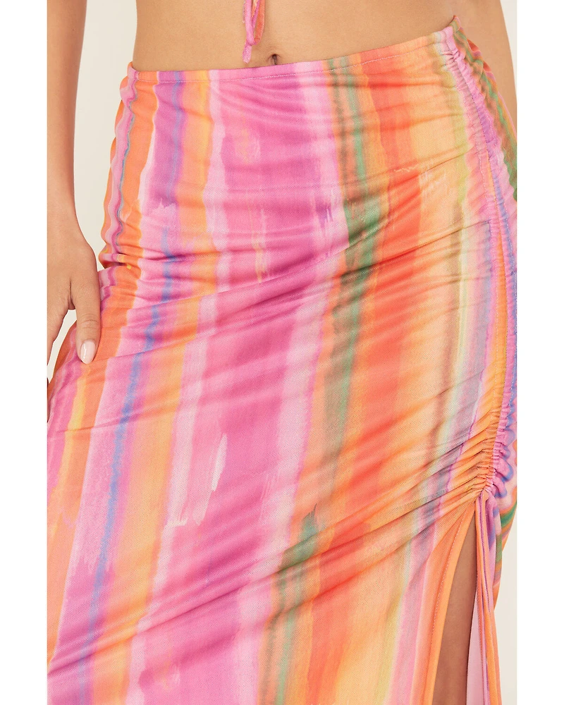 Show Me Your Mumu Women's Dazy Mesh Striped Midi Skirt