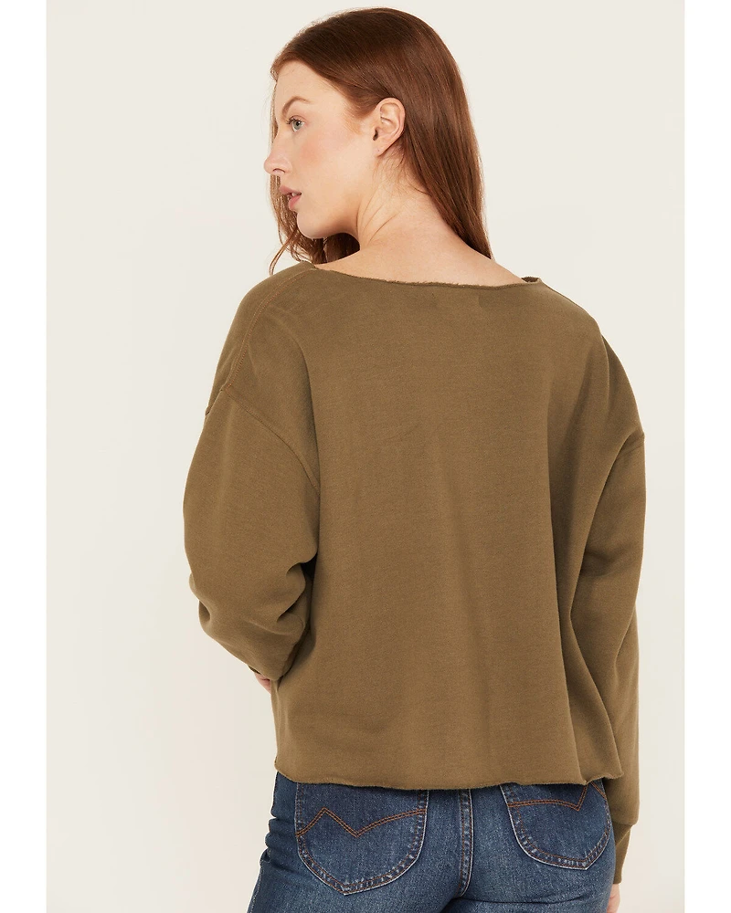 Cleo + Wolf Women's Live Laugh Whiskey Oversized Cropped Pullover
