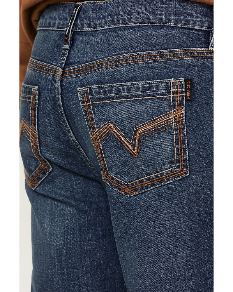 Cody James Men's FR Medium Wash Rigid Slim Bootcut Work Jeans