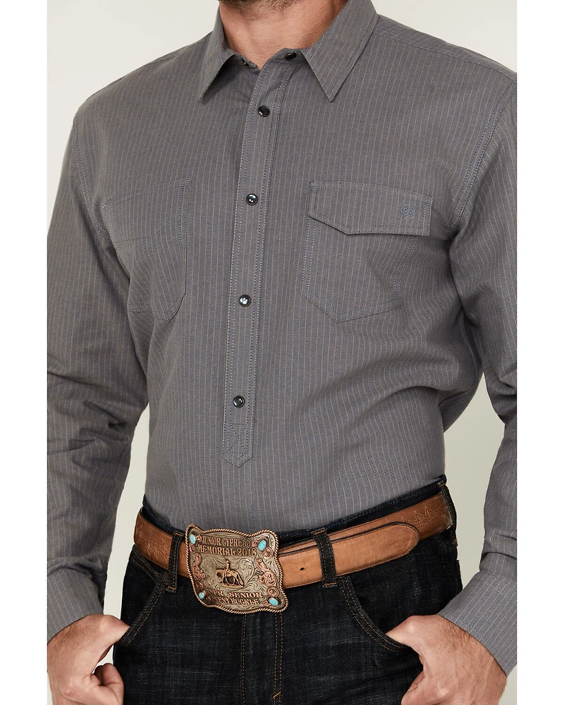 Blue Ranchwear Men's Grayson Striped Long Sleeve Pearl Snap Western Shirt