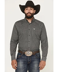 Cowboy Hardware Men's Geo Floral Print Long Sleeve Button-Down Western Shirt