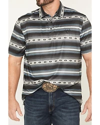 Cowboy Hardware Men's Southwestern Striped Print Short Sleeve Snap Polo