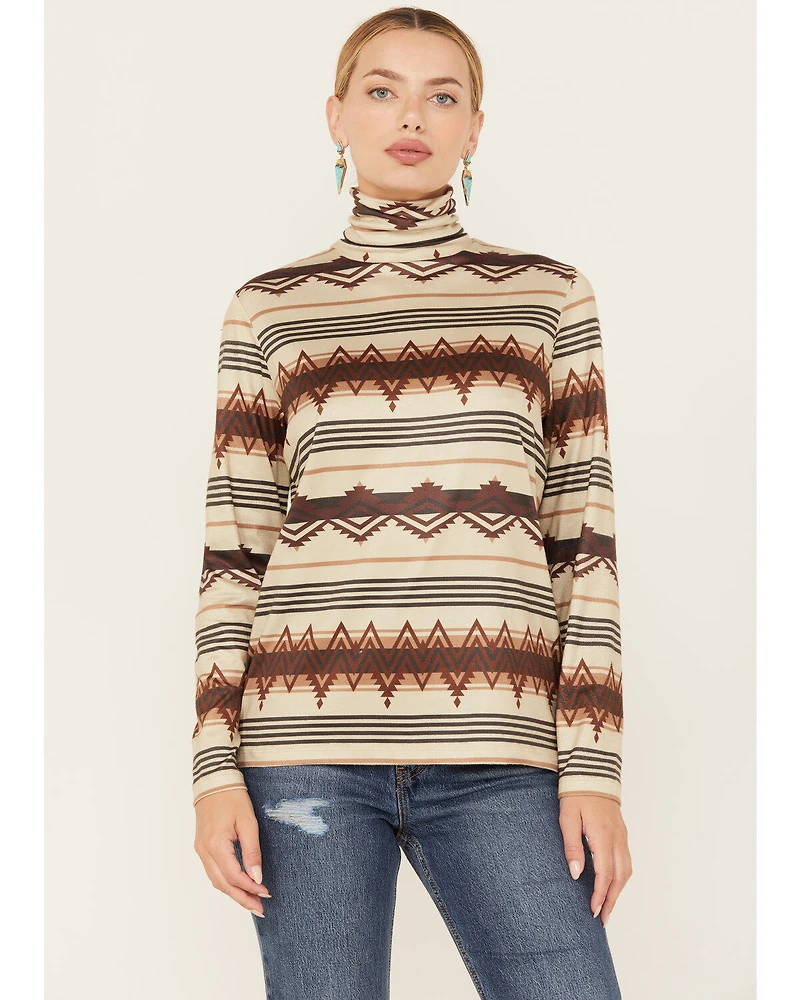 Tasha Polizzi Women's Zuri Southwestern Print Long Sleeve Turtleneck Top