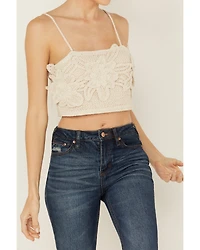Miss Me Women's Flower Embellished Cropped Tank