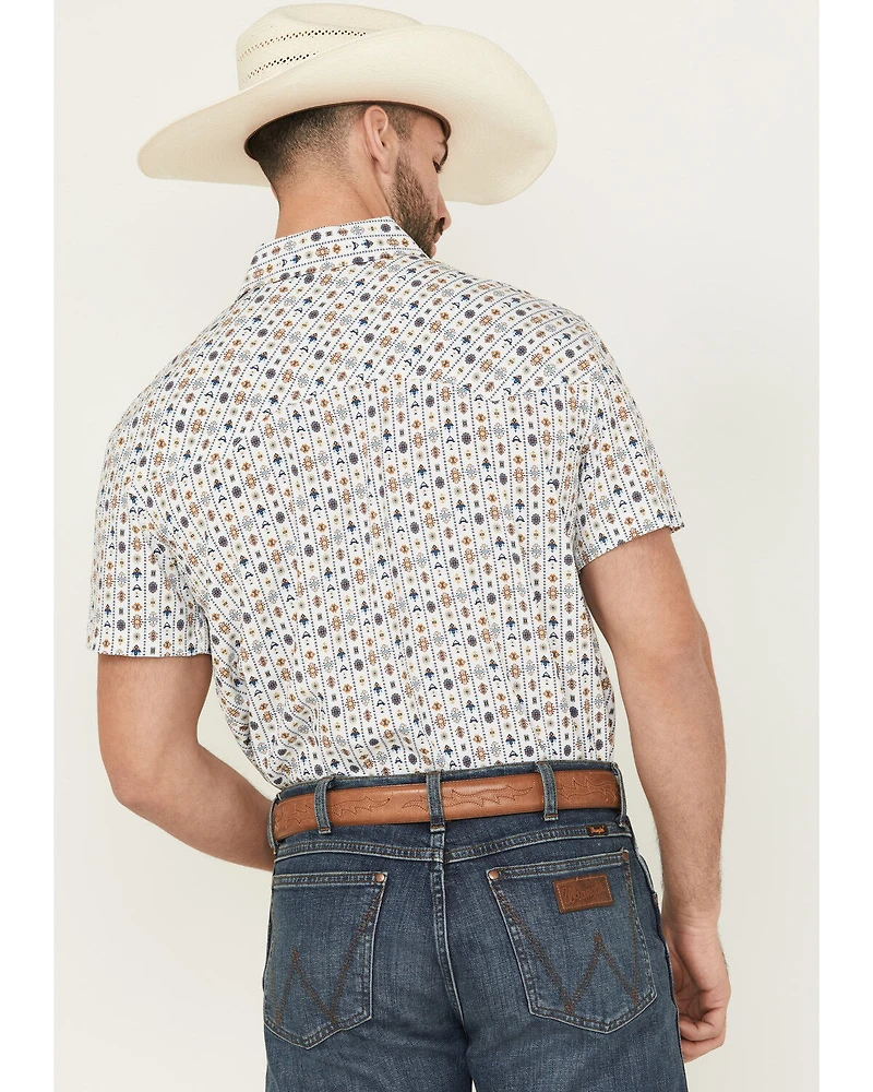 Panhandle Men's Southwestern Wallpaper Print Short Sleeve Snap Performance Western Shirt