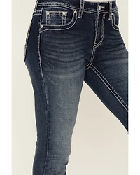 Shyanne Women's Dreamcatcher Dark Wash Mid Rise Bootcut Stretch Denim Jeans