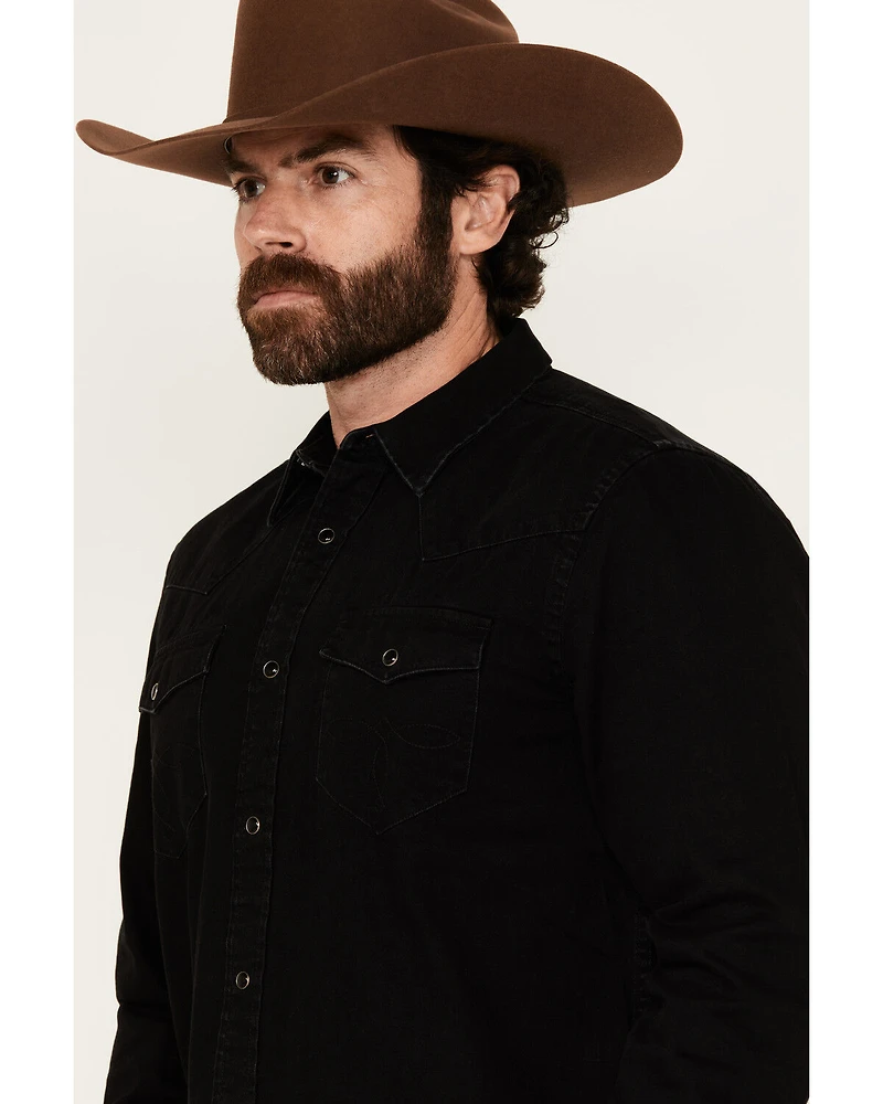 Cody James Men's Solid Long Sleeve Snap Denim Western Shirt