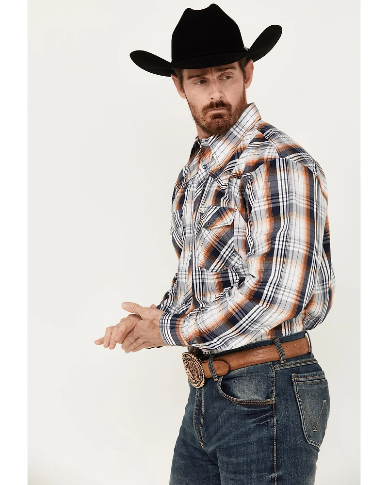Cowboy Hardware Men's Hermosillo Gradient Plaid Print Long Sleeve Pearl Snap Western Shirt