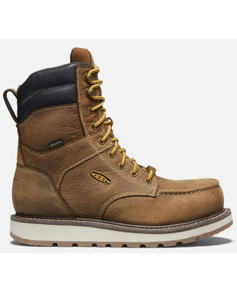 Keen Men's Cincinnati 8" Lace-Up Waterproof Wedge Work Boots - Carbon Fiber Toe