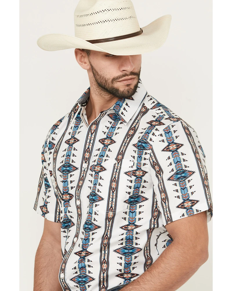RANK 45® Men's Brody Southwestern Striped Short Sleeve Button-Down Stretch Western Shirt