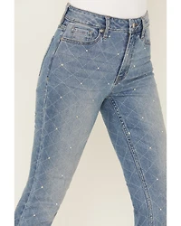 Shyanne Women's Luna Embellished High Rise Flare Stretch Denim Jeans
