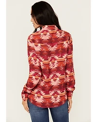 Roper Women's Southwestern Print Long Sleeve Pearl Snap Blouse