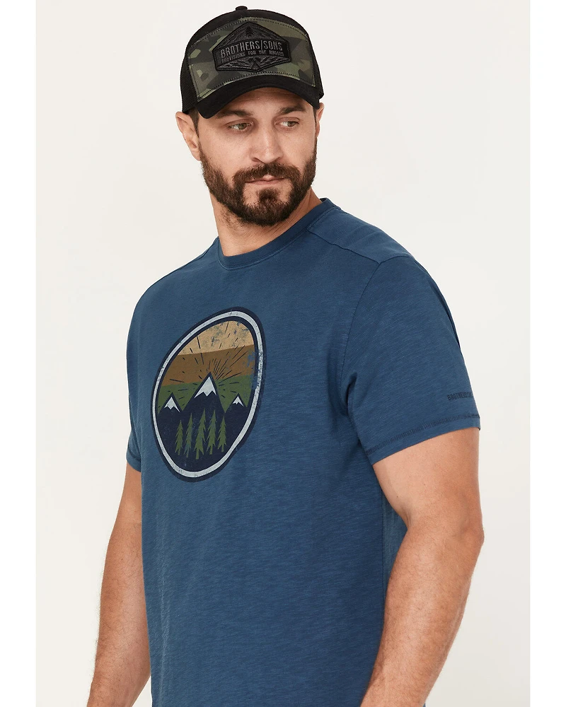 Brothers and Sons Men's Mountain Range Circle Graphic T-Shirt