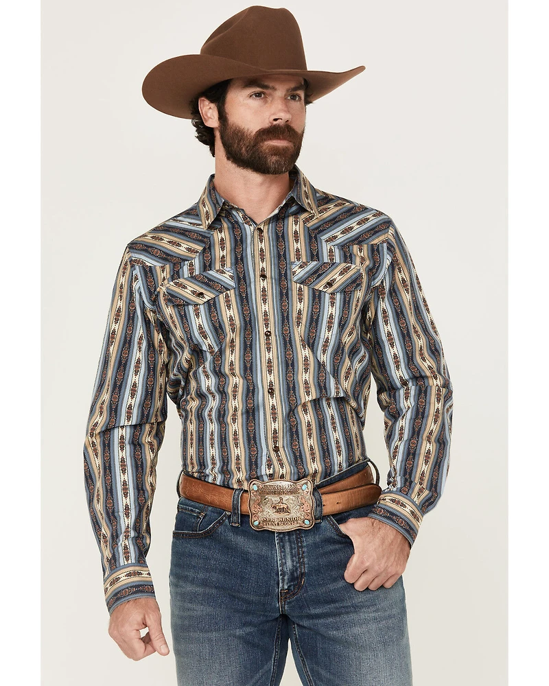Gibson Trading Co Men's Sand Stone Wallpaper Striped Long Sleeve Snap Western Shirt