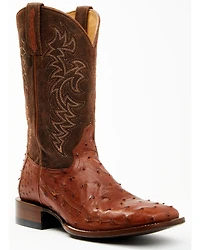 Cody James Men's Brandy Genuine Ostrich Exotic Western Boots - Broad Square Toe