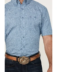 George Strait by Wrangler Men's Paisley Print Short Sleeve Stretch Western Shirt