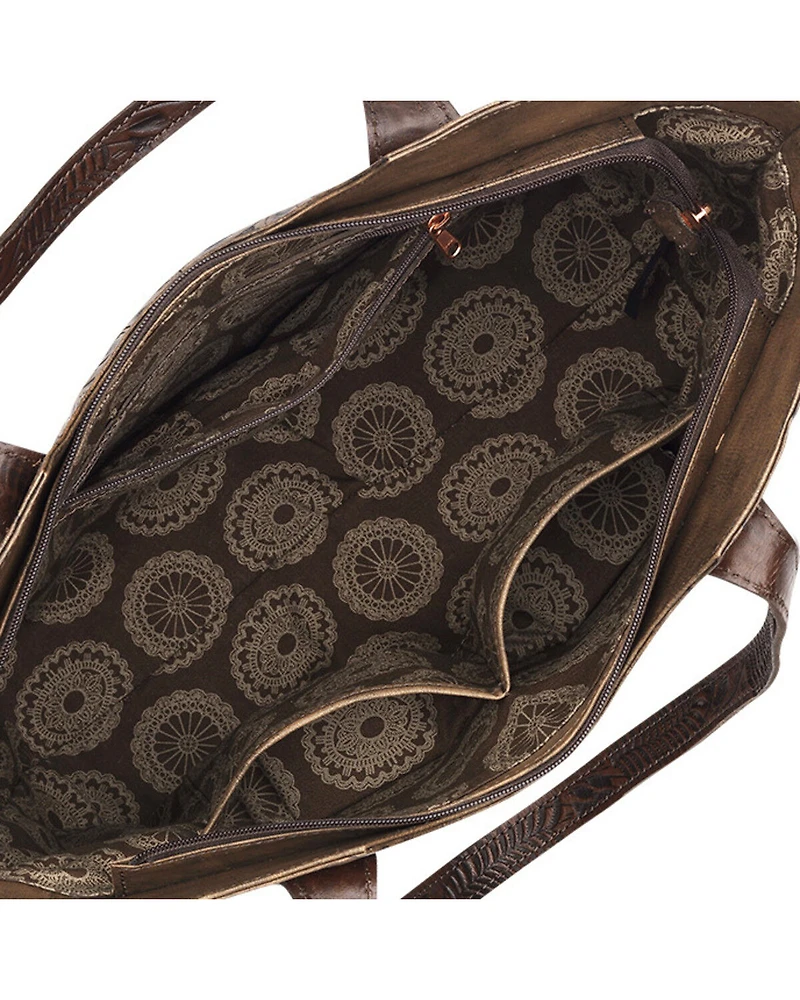 American West Women's Annie's Secret Collection Brown Large Zip Top Tote