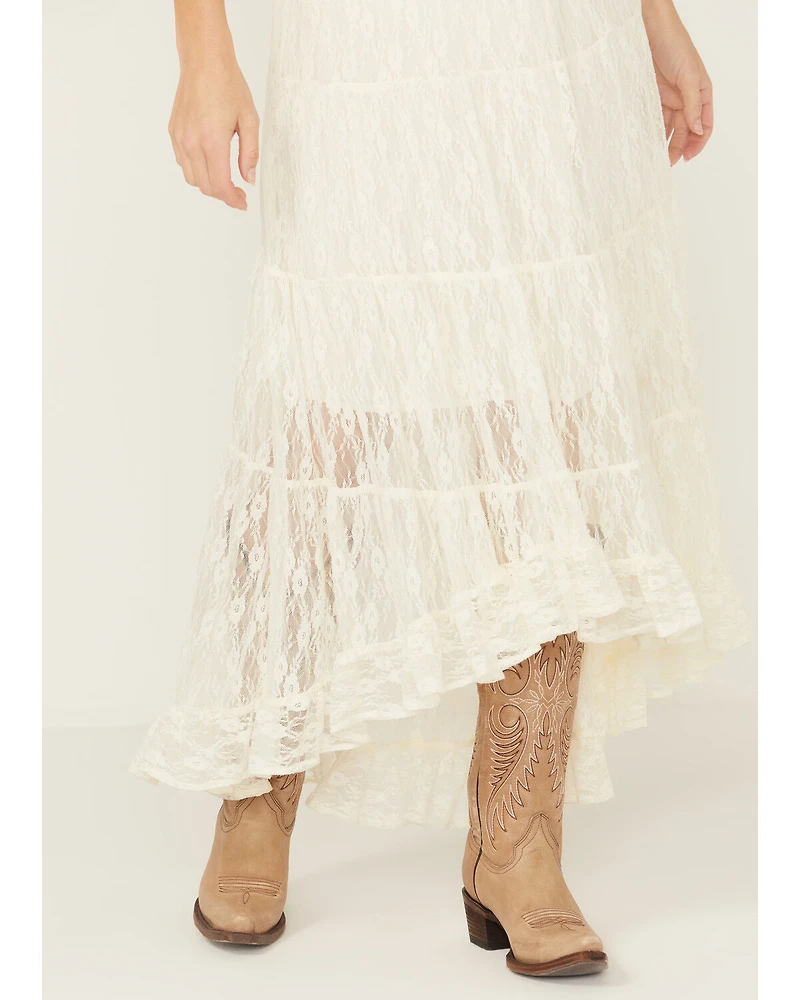 Wild Moss Women's Lace High-Low Skirt