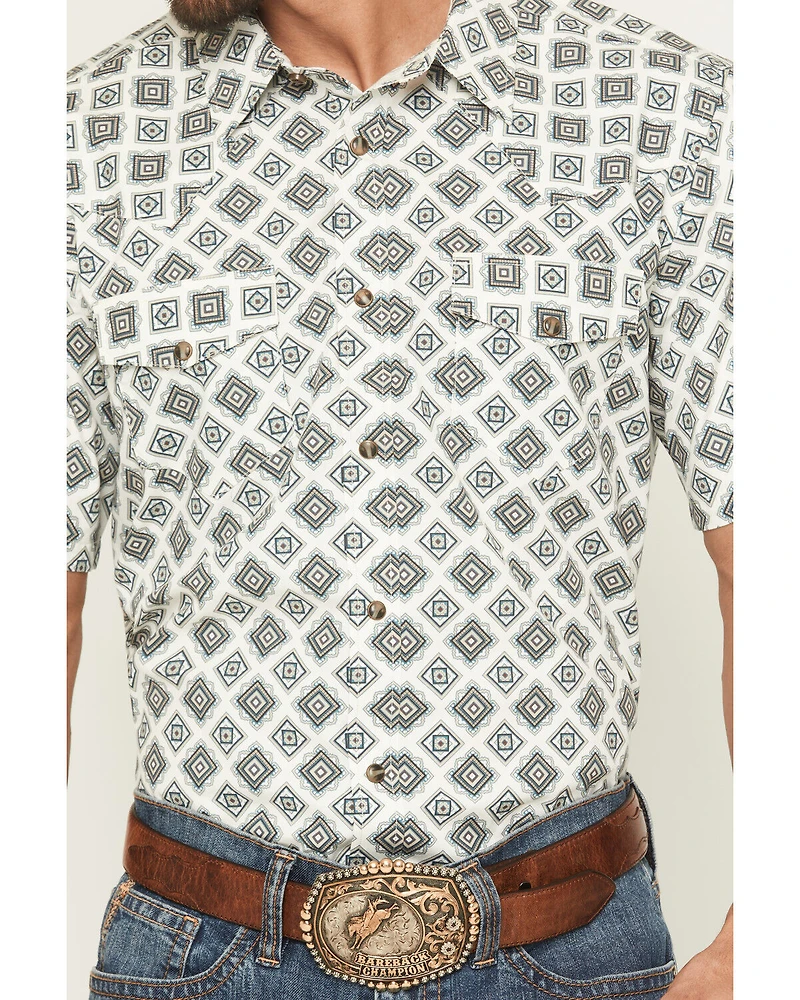 Gibson Trading Co Men's Time Warp Medallion Print Short Sleeve Snap Western Shirt