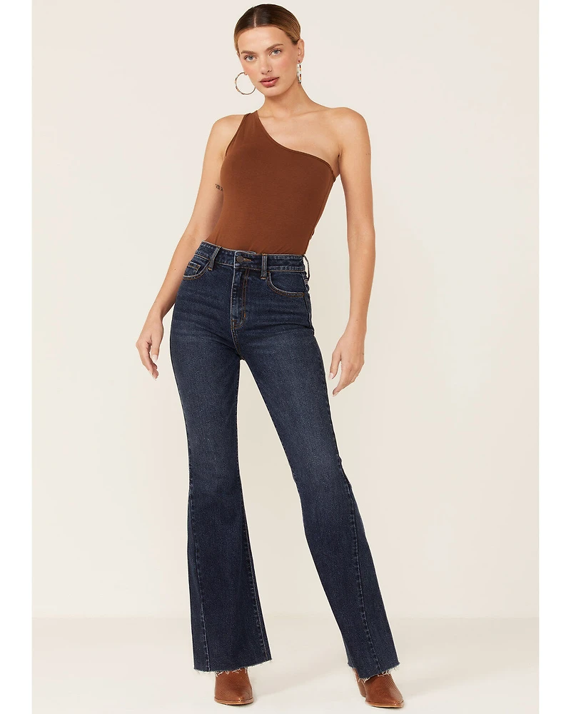 Cello Women's Dark Wash High Rise Flare Jeans
