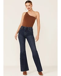 Cello Women's Dark Wash High Rise Flare Jeans
