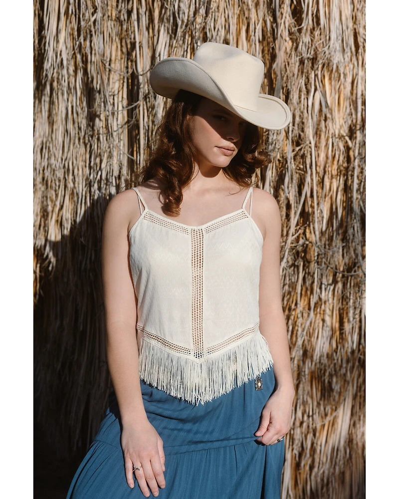 Idyllwind Women's Briarwick Jacquard Print Fringe And Lace Tank Top