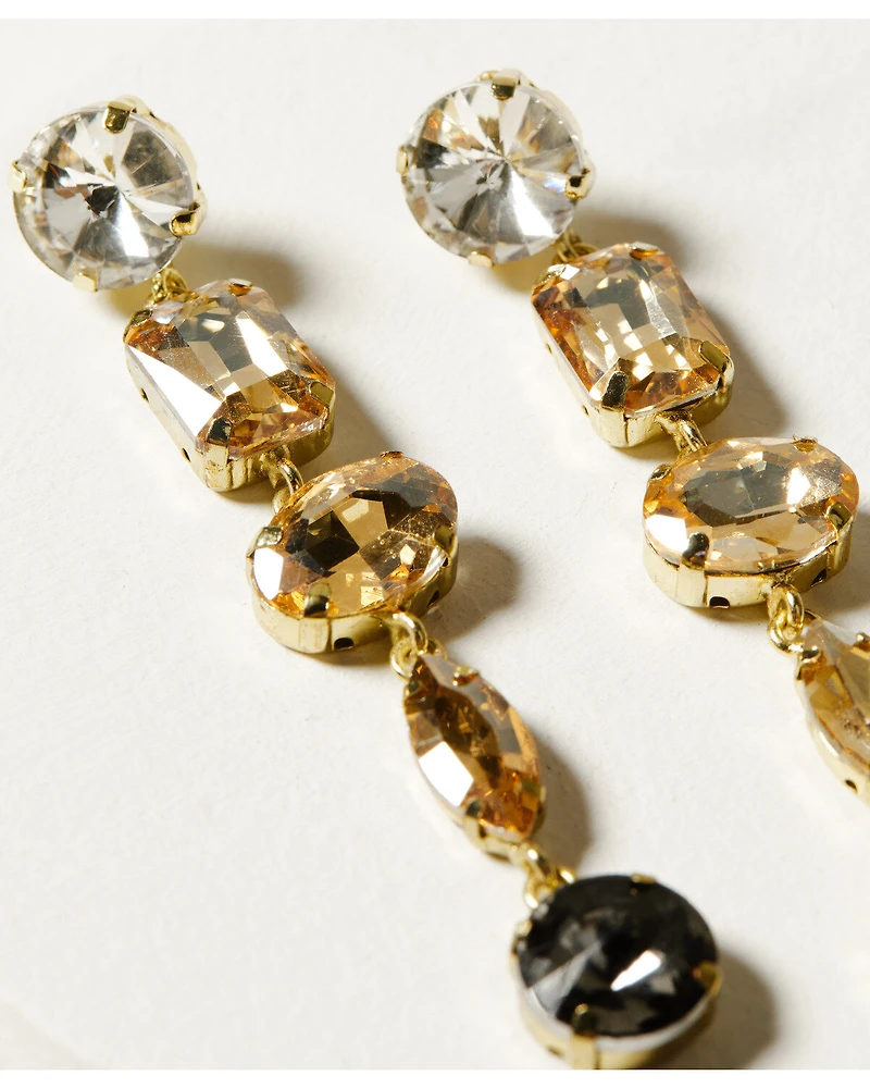 Ink + Alloy Clear to Smoke Ombre-Style Five-Tier Crystal Earrings