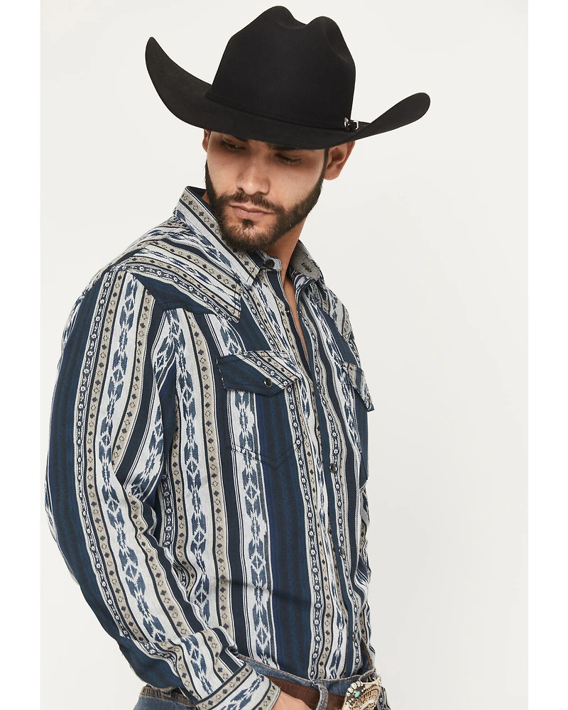 Cody James Men's Ford Southwestern Stripe Print Long Sleeve Snap Western Shirt