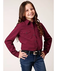 Roper Girls' Ruby Falls Solid Long Sleeve Snap Western Shirt