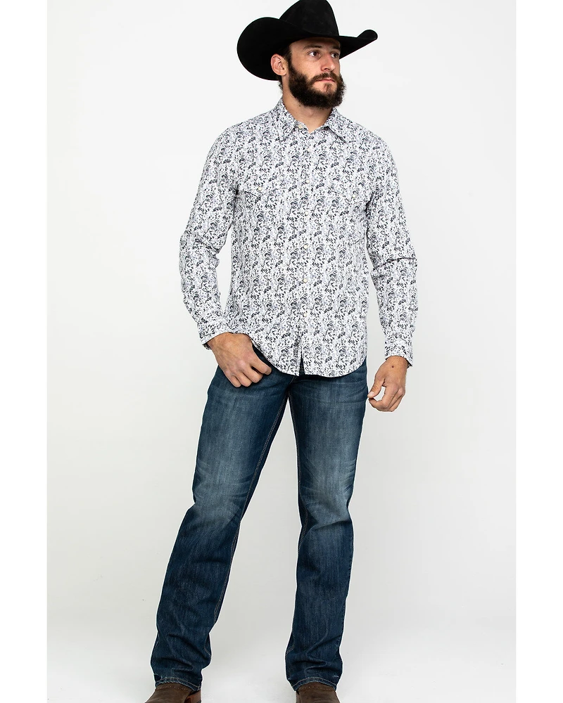 Rock & Roll Denim Men's Crinkle Washed Print Long Sleeve Western Shirt