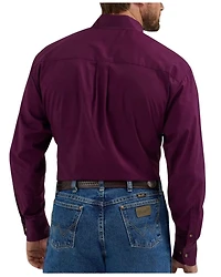 George Strait by Wrangler Men's Solid Long Sleeve Button-Down Stretch Western Shirt