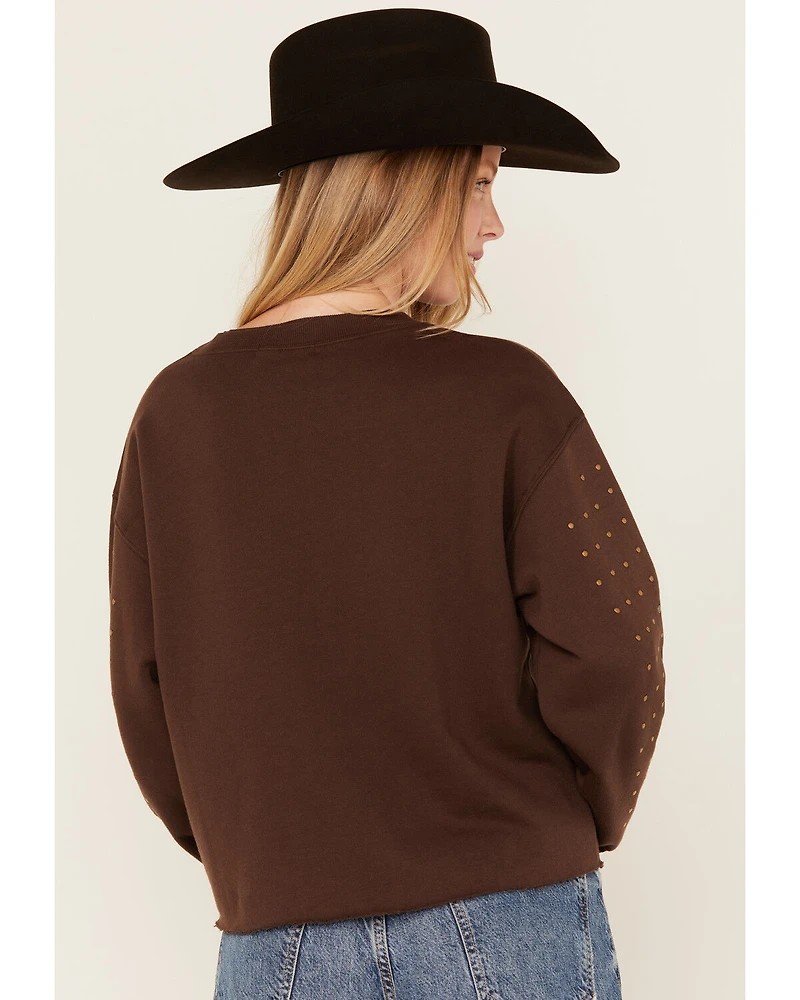 Cleo + Wolf Women's Embellished Sleeve Pullover Sweatshirt